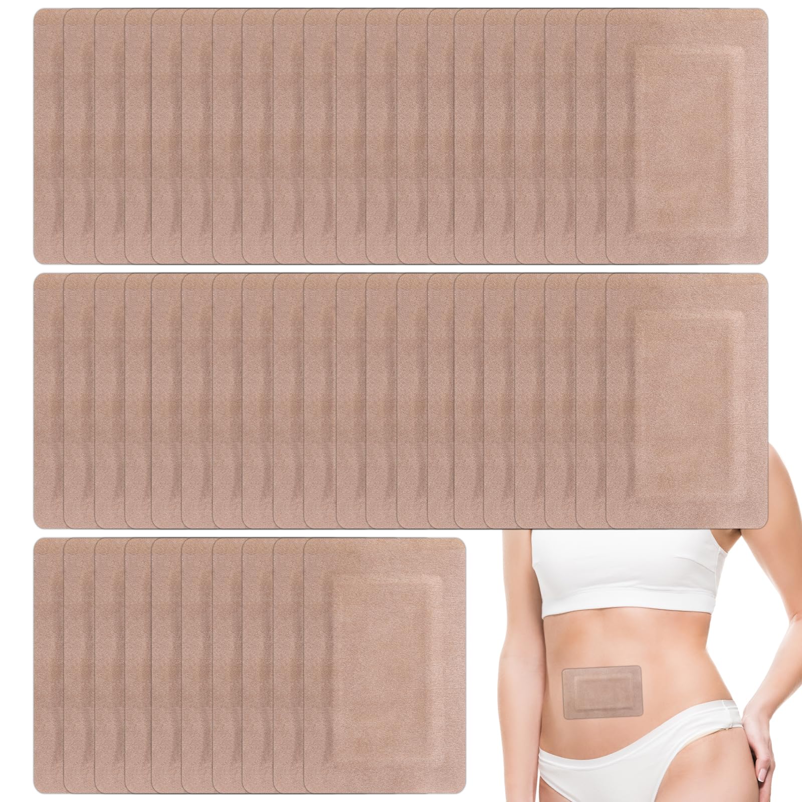 50 Pcs Castor Oil Pack Wraps Pads for Belly Button, Highly Absorbent Disposable Self-Adhesive Patches Accessories Supplies Equip