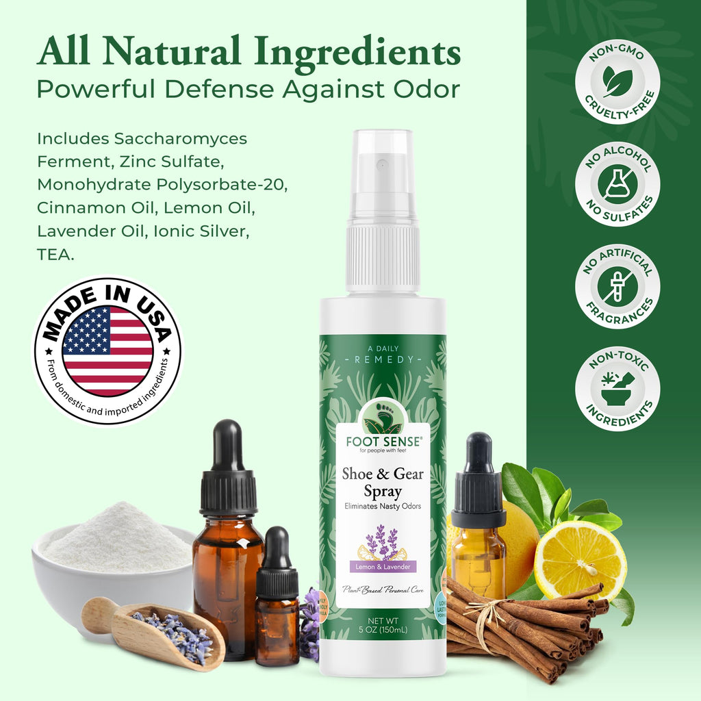 Natural Shoe Deodorizer and Foot Spray - Foot Odor Eliminator for Shoes, Sports Equipment, and Feet - Long-Lasting, Smelly Feet