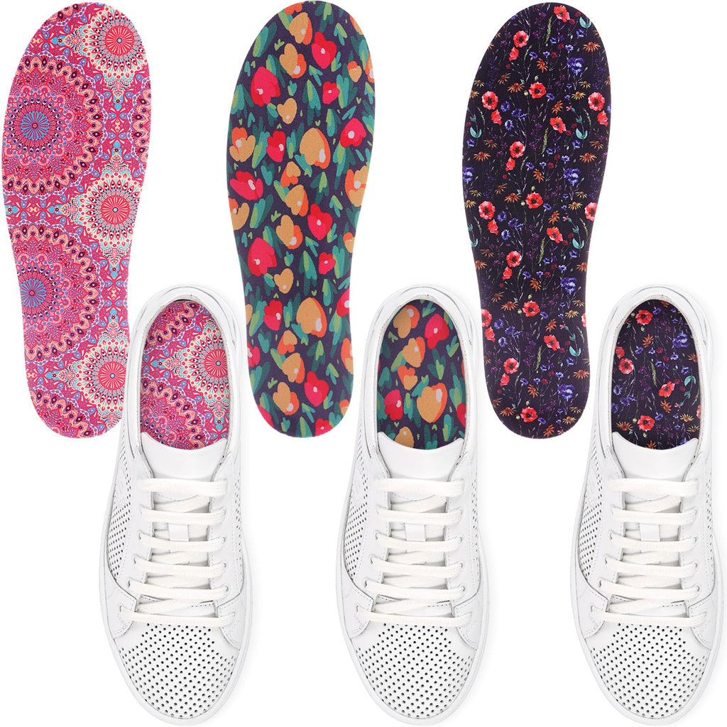 Velmitten 3 Pairs No Show Socks Sockless Shoe Liner Washable Barefoot Shoe Insoles No Slipping Inserts(Delicate Style)