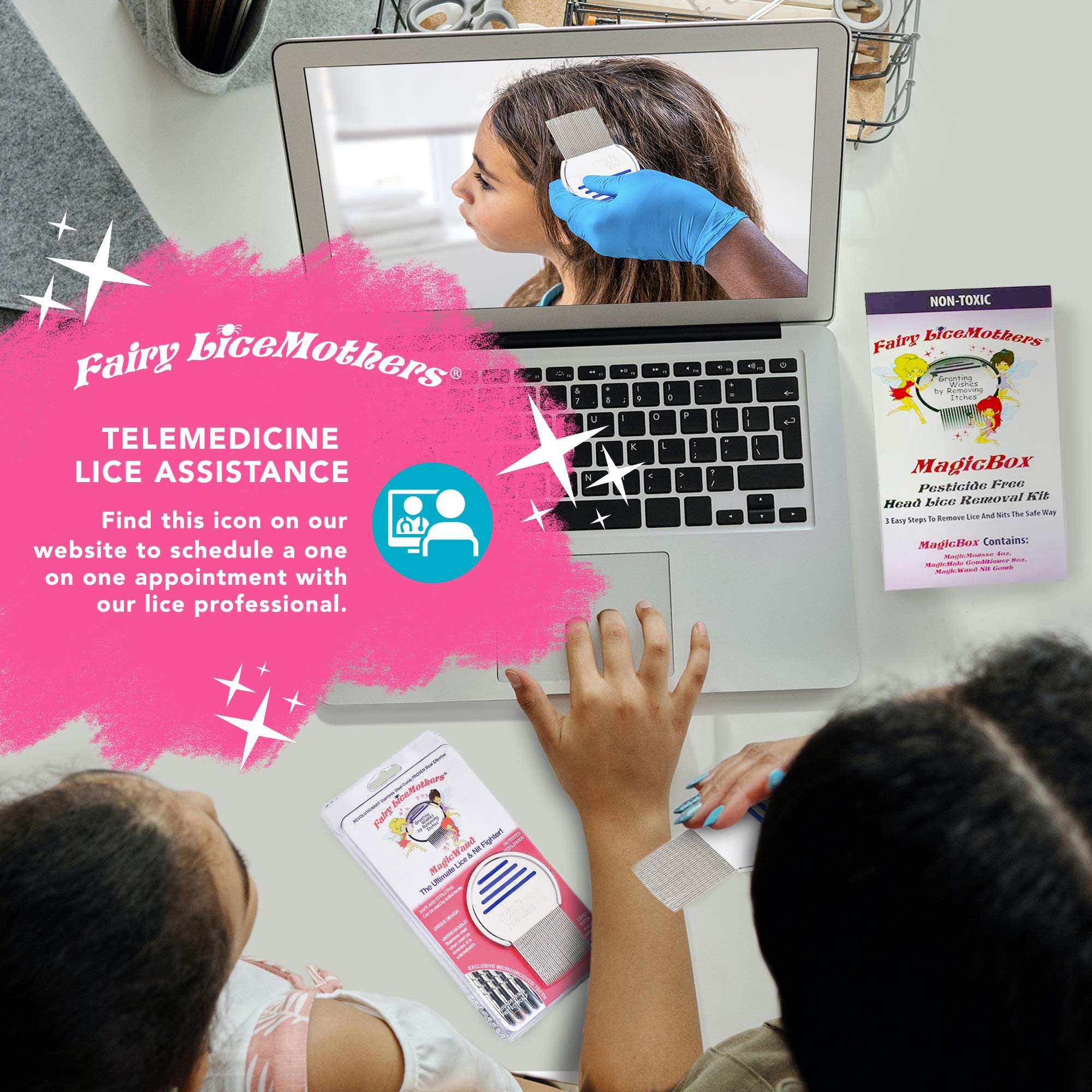 Fairy LiceMothers MagicWand Metal Lice Comb - Head Lice comb for Lice Eggs - Nit Free - Durable & Easy to Use - Gentle Lice Remo