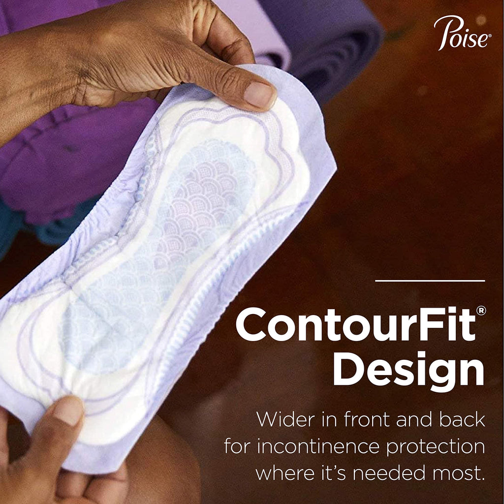 Poise Incontinence Pads & Postpartum Incontinence Pads, 3 Drop Light Absorbency, Long Length, 96 Count (4 Packs of 24), Packagin