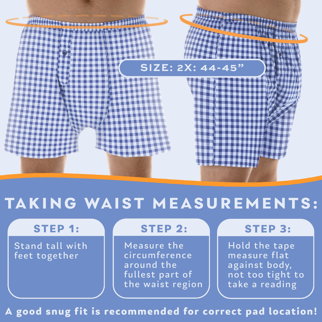 1-Pack Mens Navy Check Regular Absorbency Incontinence 2-in-1 Boxers 2X (Waist 44-45)