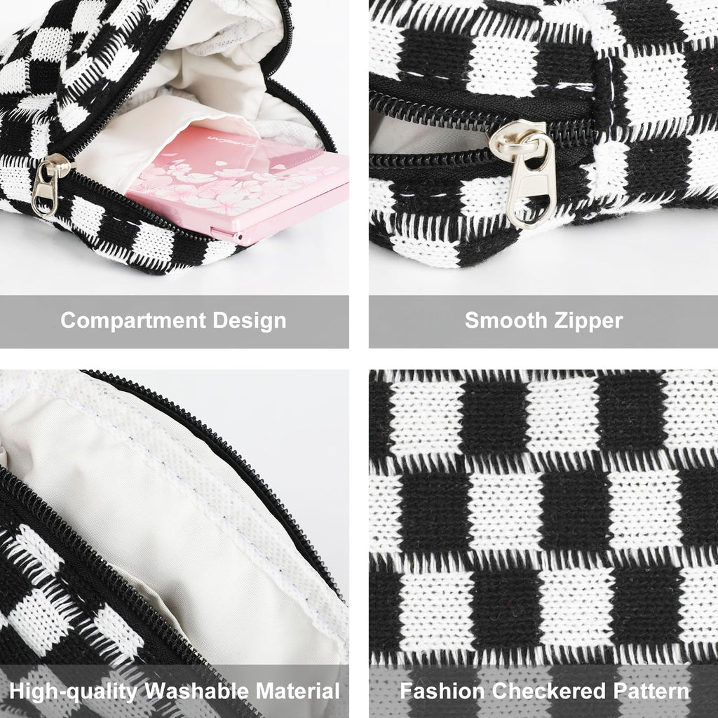 CekPo Sanitary Napkin Storage Bag, Menstrual Pad Zipper Checkered Portable Period Bag Panty Liners, Tampon Storage Pouch for Wom