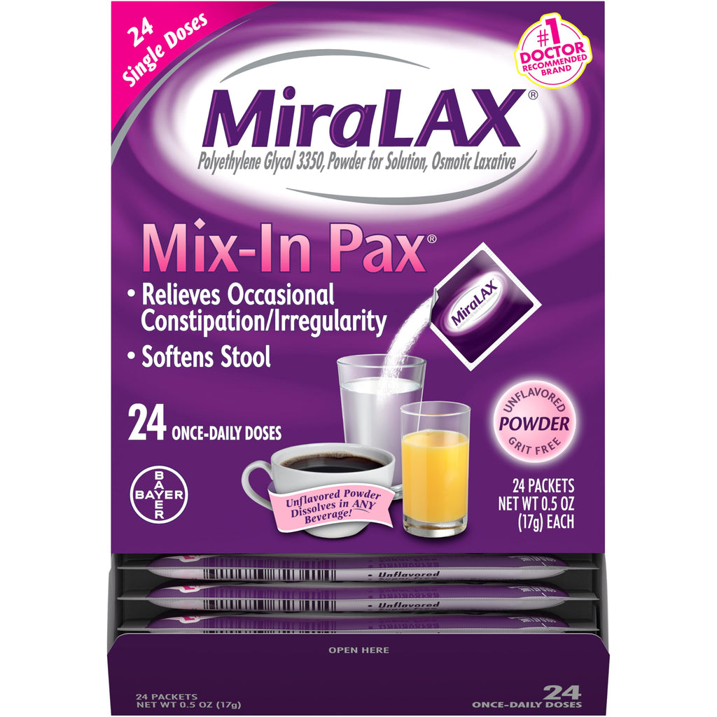 MiraLAX Gentle Constipation Relief Laxative Powder, Stool Softener with PEG 3350, No Harsh Side Effects, 1 Doctor & OBGYN Recomm