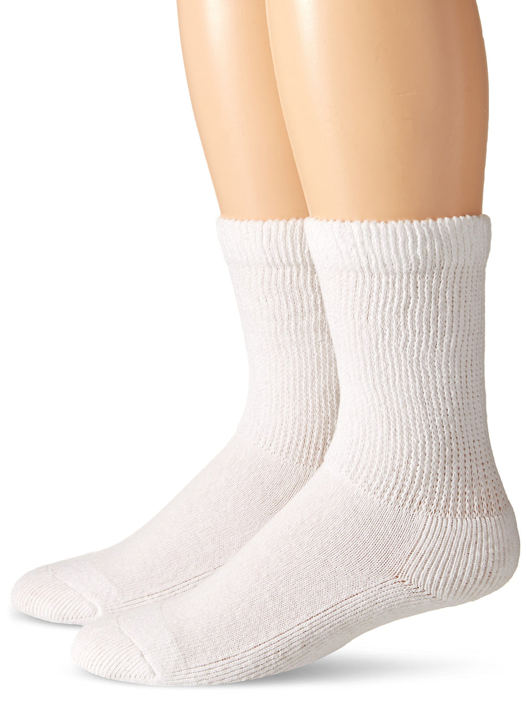 Carolina Ultimate Men's Diabetic Non-Binding Crew Socks 2 Pack, White, Large