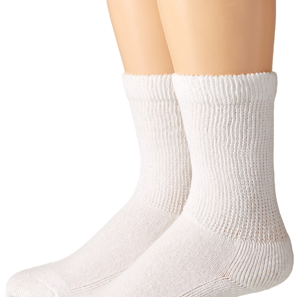 Carolina Ultimate Men's Diabetic Non-Binding Crew Socks 2 Pack, White, Large