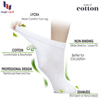 Hugh Ugoli Women's Cotton Diabetic Ankle Socks, Wide, Thin, Loose Fit and Stretchy, Seamless Toe & Non Binding Top, 4 Pairs, Whi
