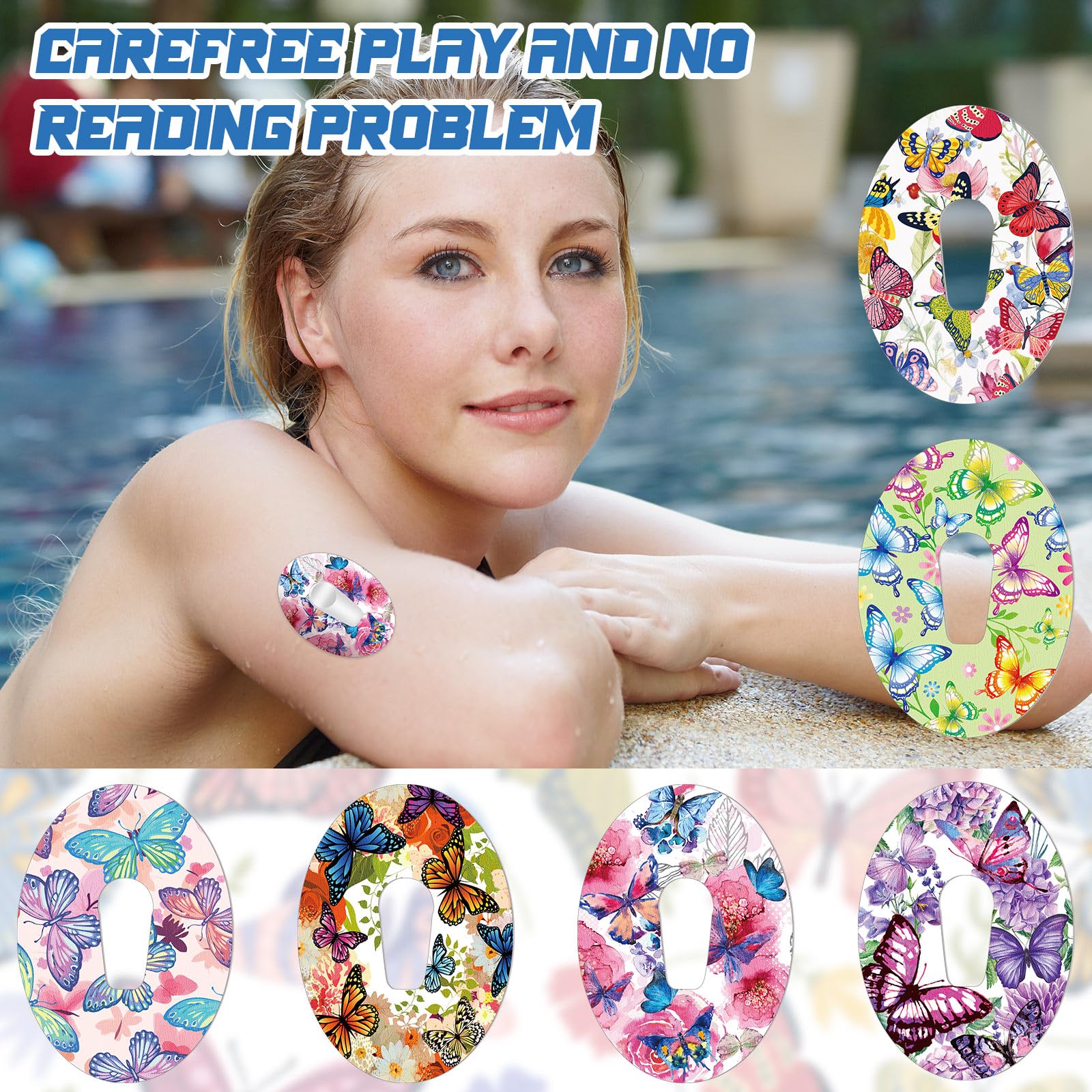 36 Pack Adhesive Patch Compatible with Dexcom G6 Breathable Colorful Butterfly CGM Patches Waterproof Butterfly Pre Cut Adhesive