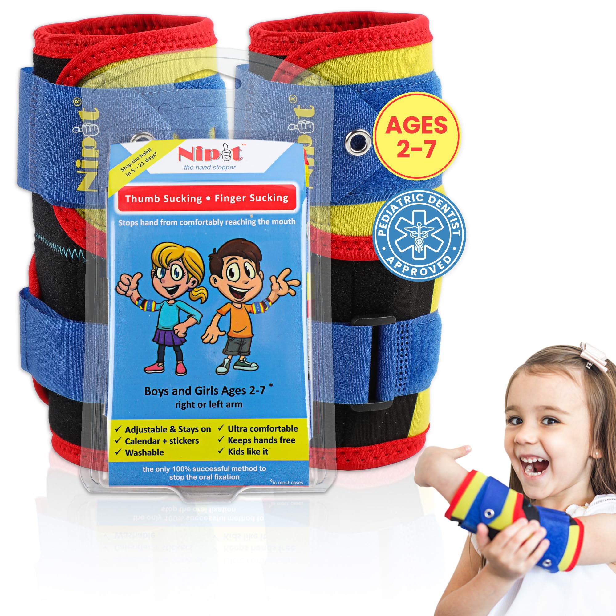 Nipit (2 Pack) - Most Effective Thumb Sucking Deterrent for Kids, Age 2-7, Stop Finger Sucking Naturally in 5-21 Days, Ideal for