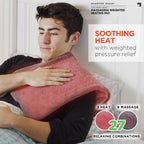 Calming Heat Massaging Weighted Heating Pad by Sharper Image- Electric Heating Pad with Massaging Vibrations, Auto-Off,12 Settin