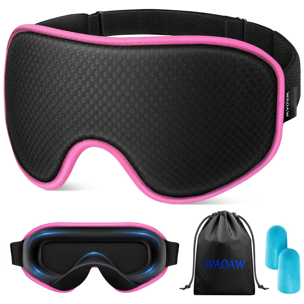 WAOAW Sleep Mask for Men Women: Blackout Eye Masks for Sleep - 3D Breathable Soft Comfortable Eye Mask for Travel - Adjustable L