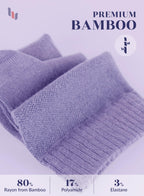 Hugh Ugoli Women Diabetic Ankle Socks, Super Soft & Thin Bamboo Socks, Wide & Loose, Non-Binding Top & Seamless Toe, 4 Pairs, As