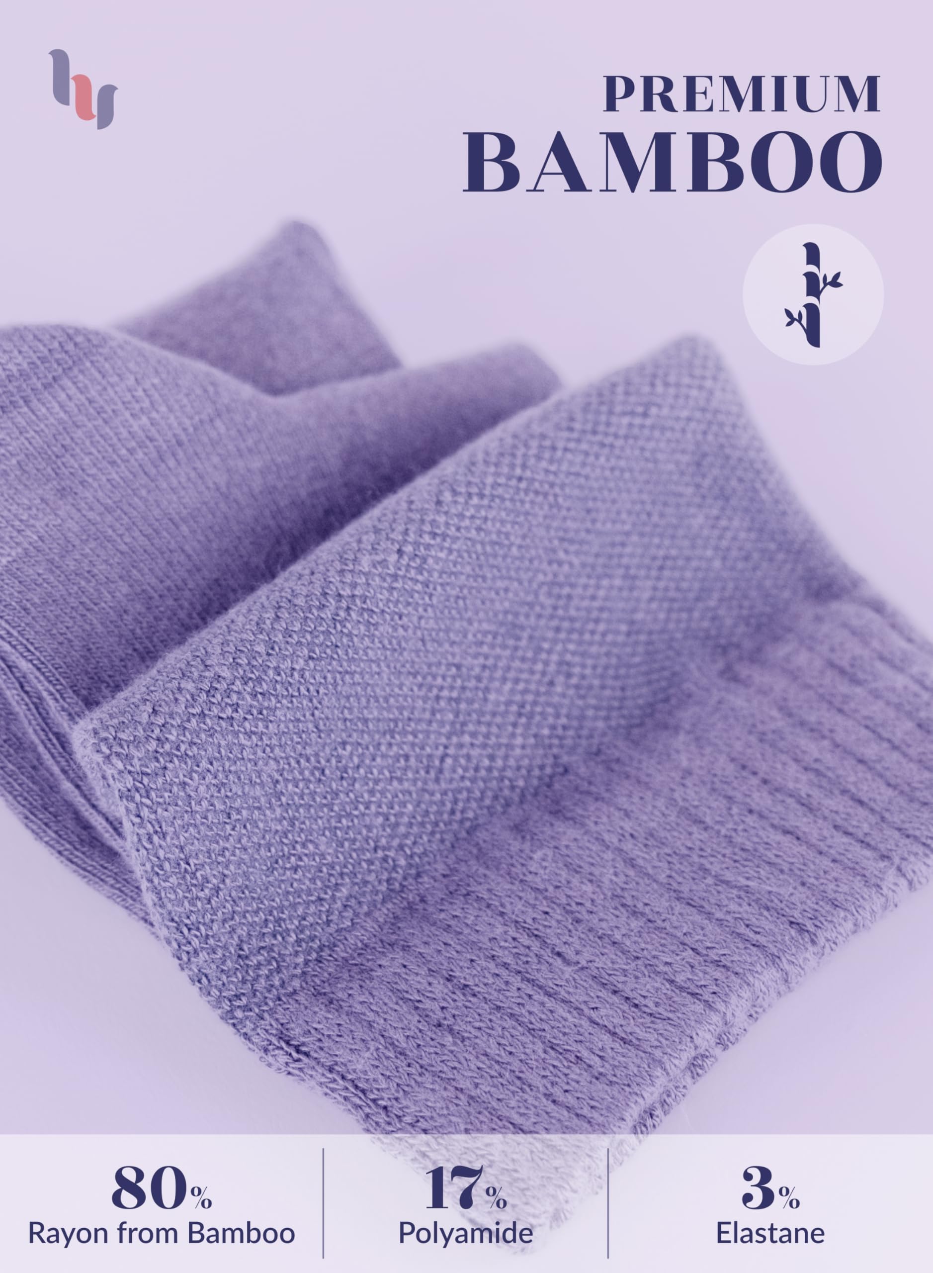 Hugh Ugoli Women Diabetic Ankle Socks, Super Soft & Thin Bamboo Socks, Wide & Loose, Non-Binding Top & Seamless Toe, 4 Pairs, As
