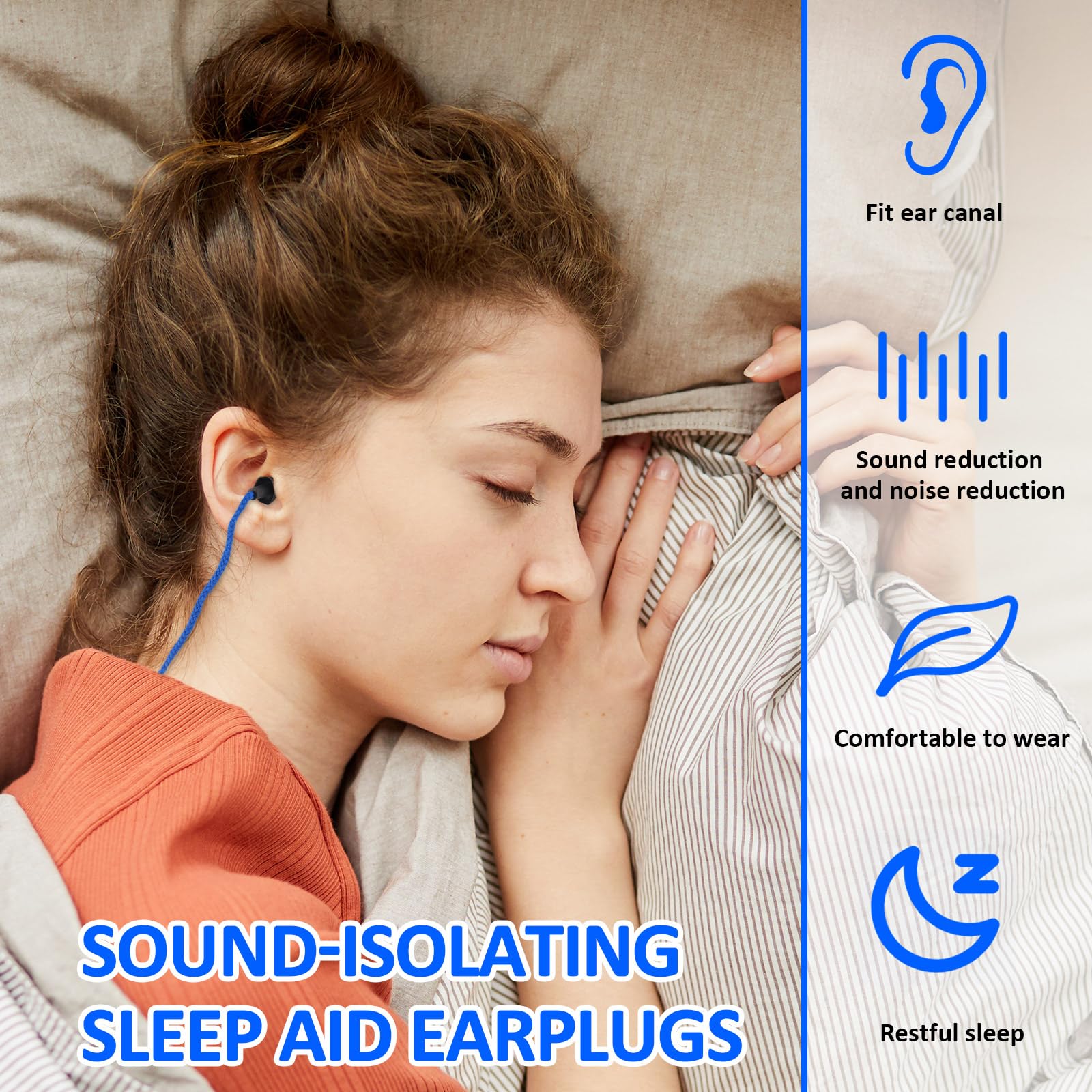 Xuhal 200 Pair Corded Ear Plugs Reusable Silicone Earplugs Individually Wrapped Hearing Protection Sleep Noise Cancelling for Wo