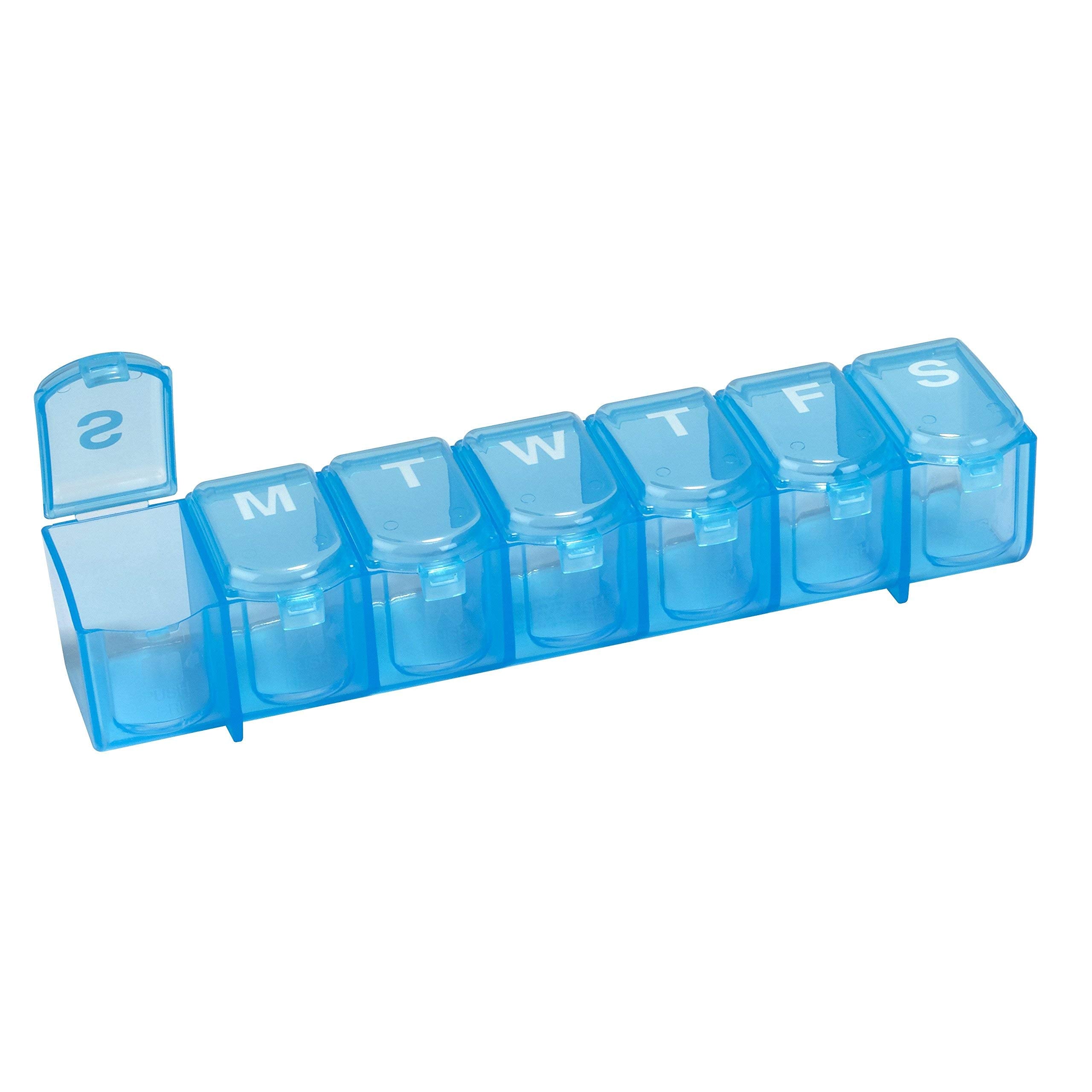 EZY DOSE Weekly (7-Day) Pill Case, Medicine Planner, Vitamin Organizer Box, Large Push N Pop Open Compartments, Convenient and 