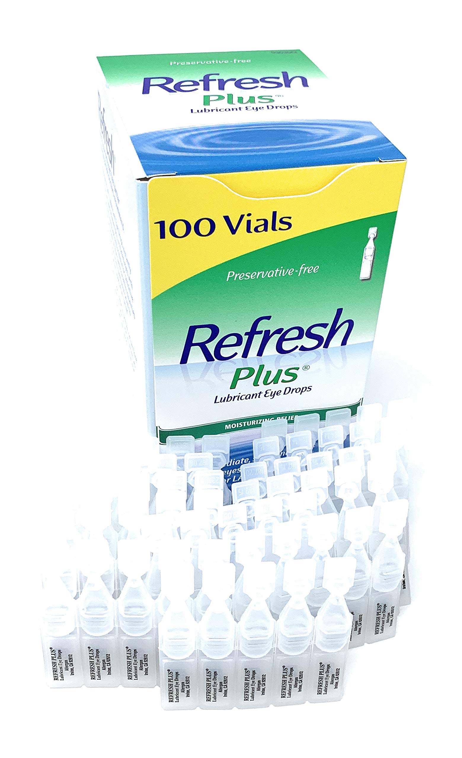 Allergan Refresh Plus Lubricant Eye Drops Single-Use Vials, Clear, (100 Count (Pack of 1))