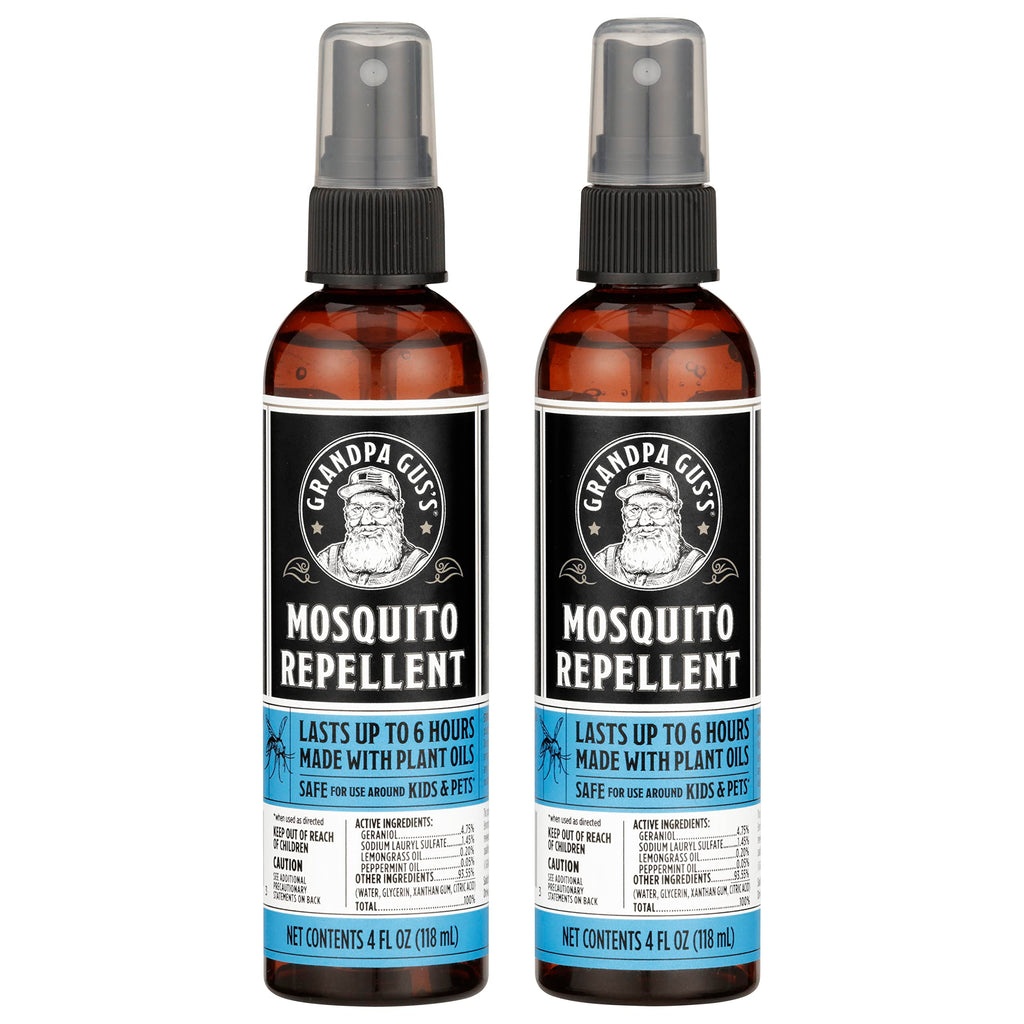 Grandpa Guss Natural Mosquito Repellent Spray, Time-Release Plant-Based Actives, Non-Greasy, No Stains, DEET-Free, 4 oz (Pack o