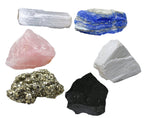 Crystals for New Home Manifestation, Set of 6 Lapis Lazuli, Selenite, Shungite, Pyrite, Scolecite and Rose Quartz Healing Crysta