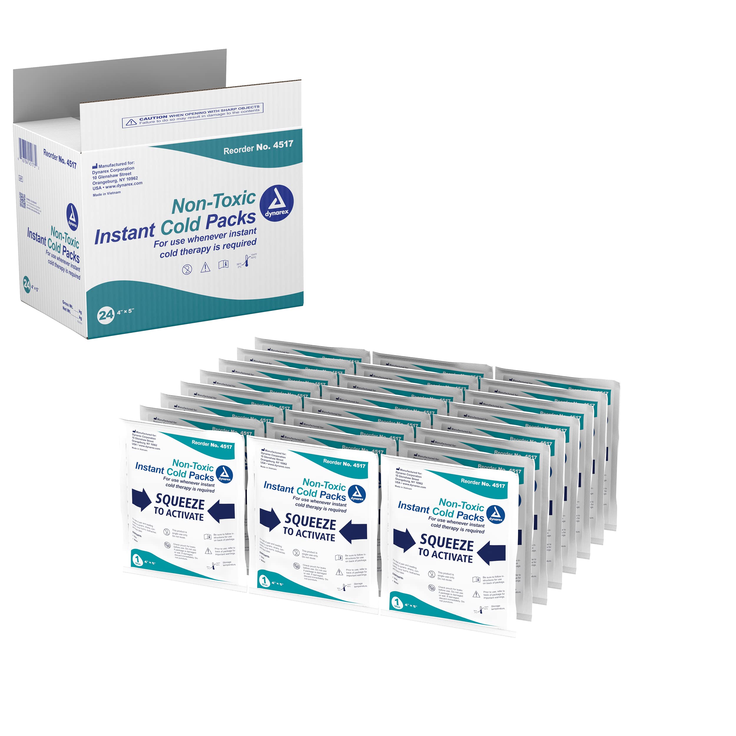 Dynarex 4517 Instant Cold Pack with Urea, 4x5, Pack of 24