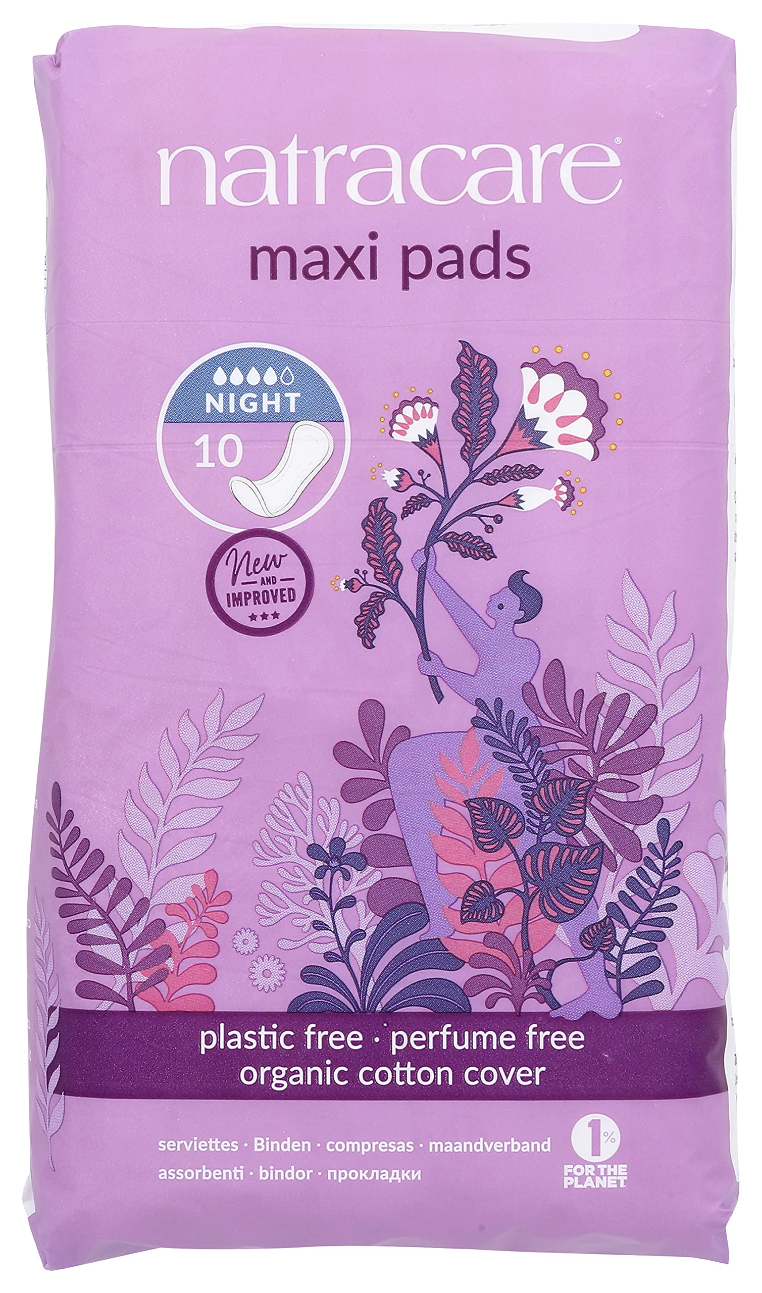 NATRACARE Pads,Maxi,Night-TIME 10 CT 1-EA