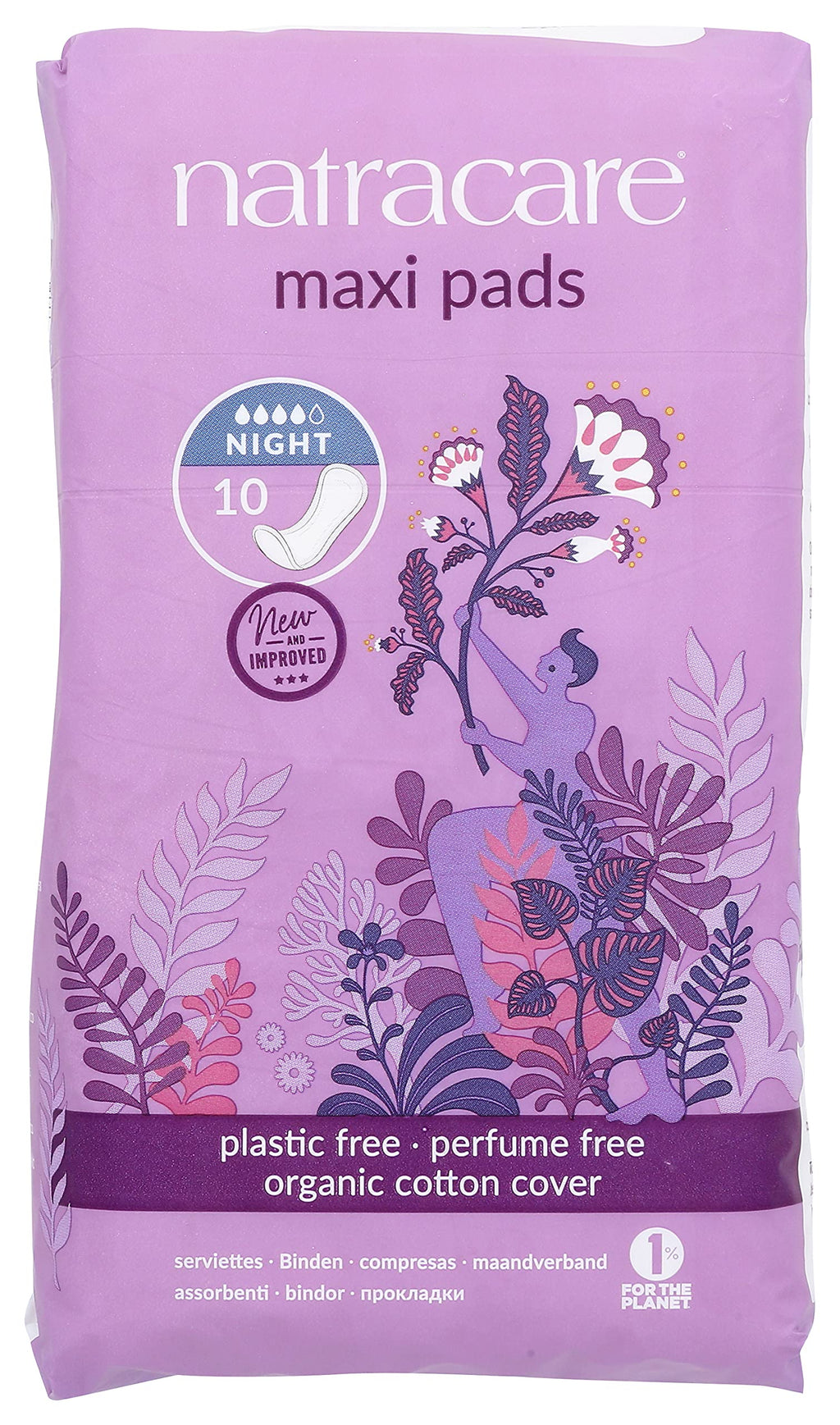 NATRACARE Pads,Maxi,Night-TIME 10 CT 1-EA