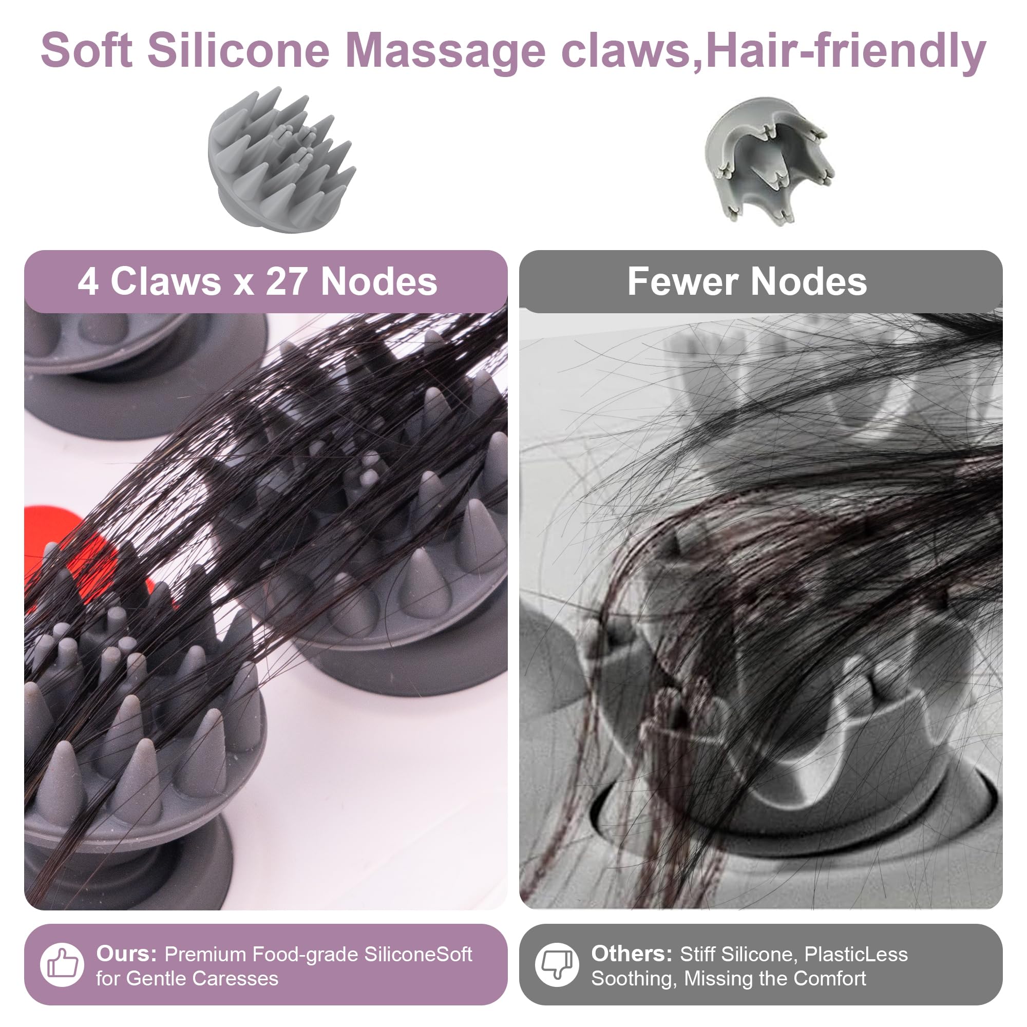 AIBOKEE Electric Scalp Massager, Portable Head Stress Relax,IPX7 Waterproof Rechargeable Head Massager Scalp Stress Relax, Body