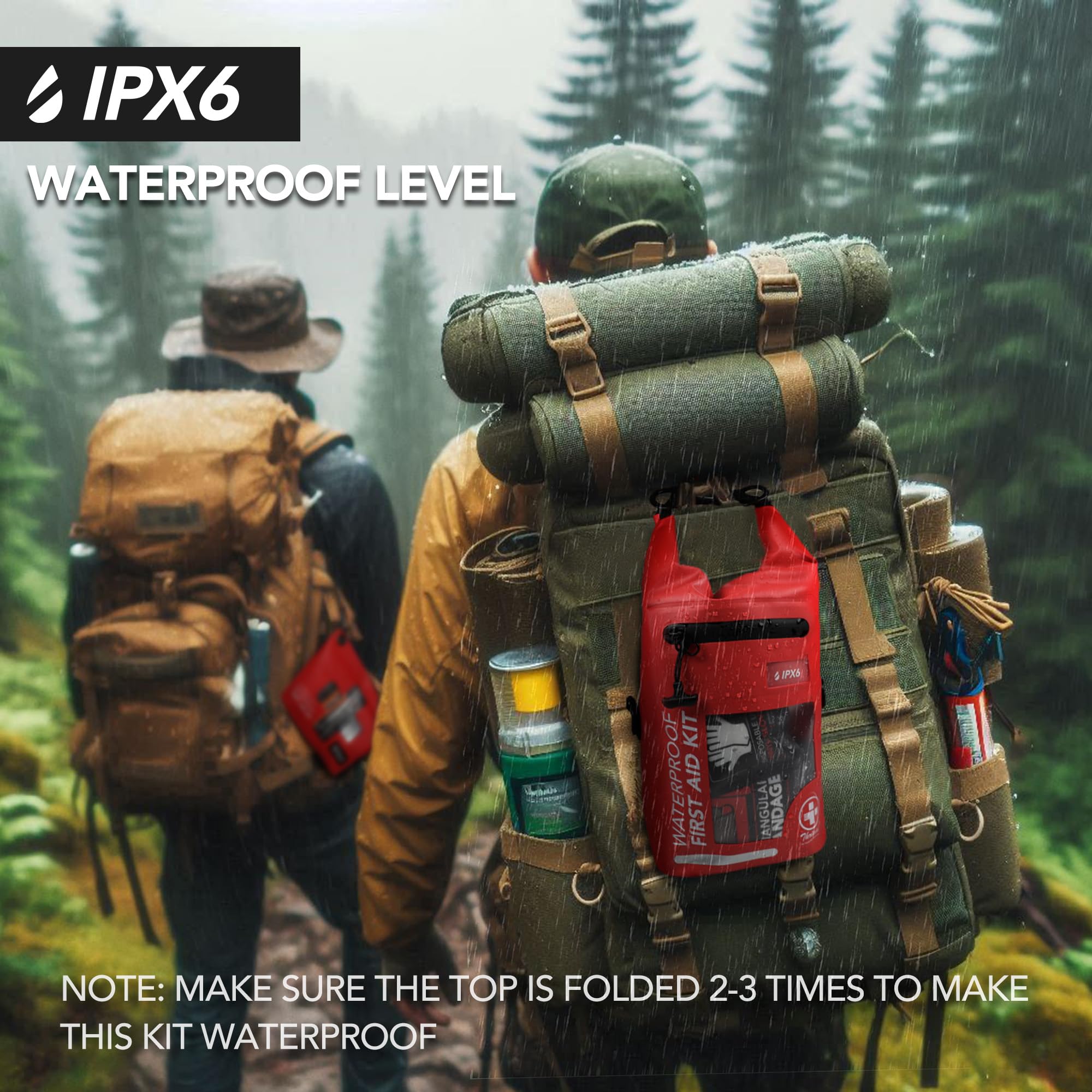 250 PCS Waterproof First Aid Kit, Roll Top Reflective Boat Dry Bag Bug Out Bags, Emergency Medical Kit Ideal for Boating, Campin