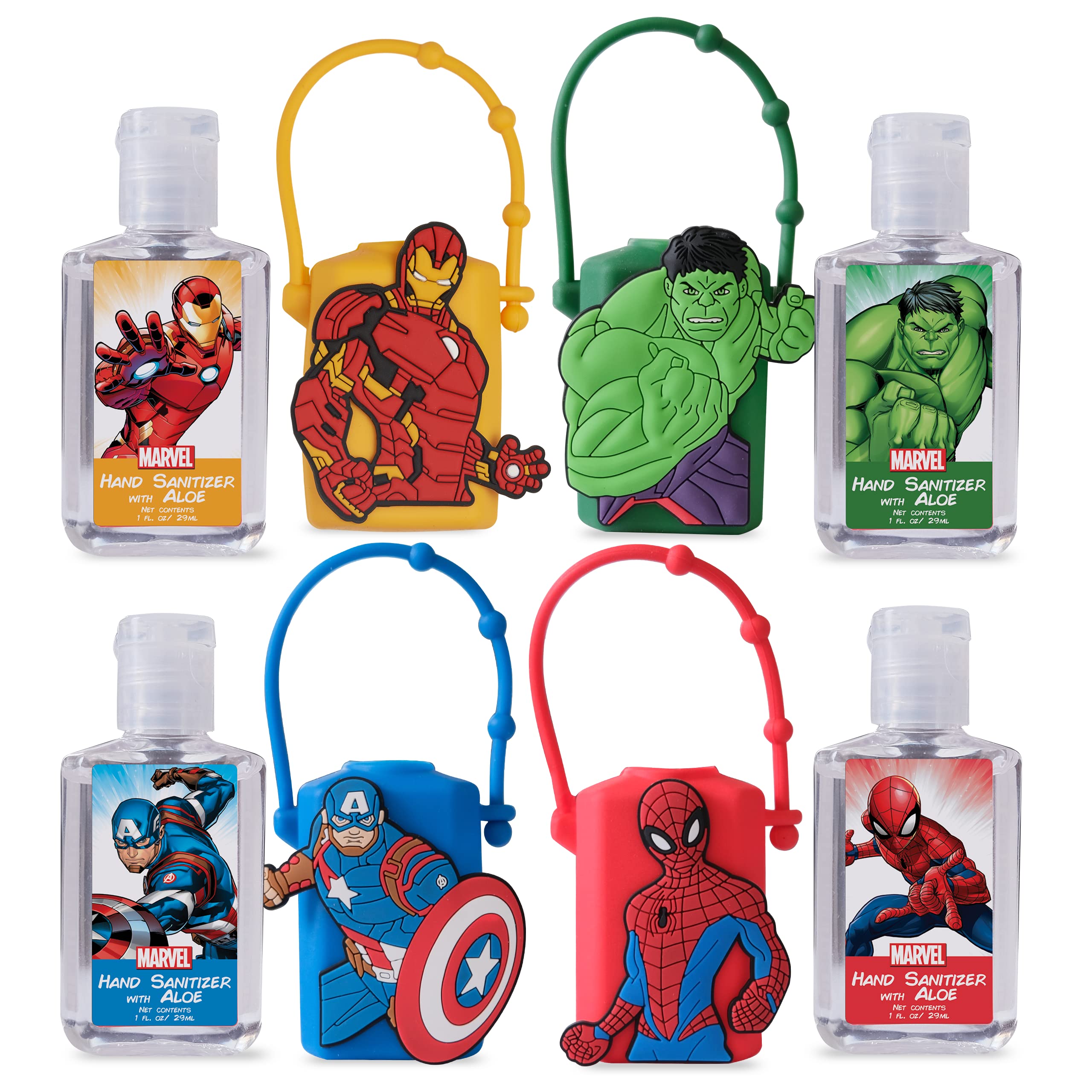 Evergreen Research Disney Store Marvel Hand Sanitizer Holder Set - Pack of 4, Travel Size, Refillable and Portable Sanitizers w/