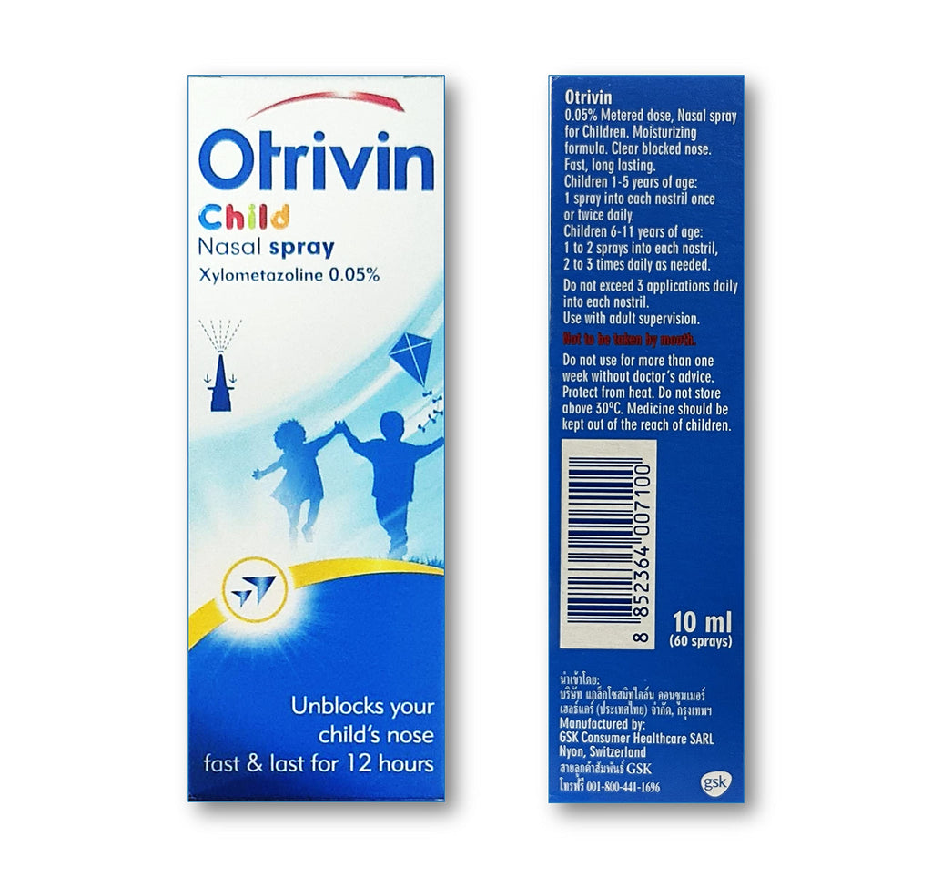 Otrivin child Nasal Spray 0.05% (60 Meterd dose, 0.33 Fluid ounzes) for Infant and Children Under 1 Year of Age and up to 6 Year