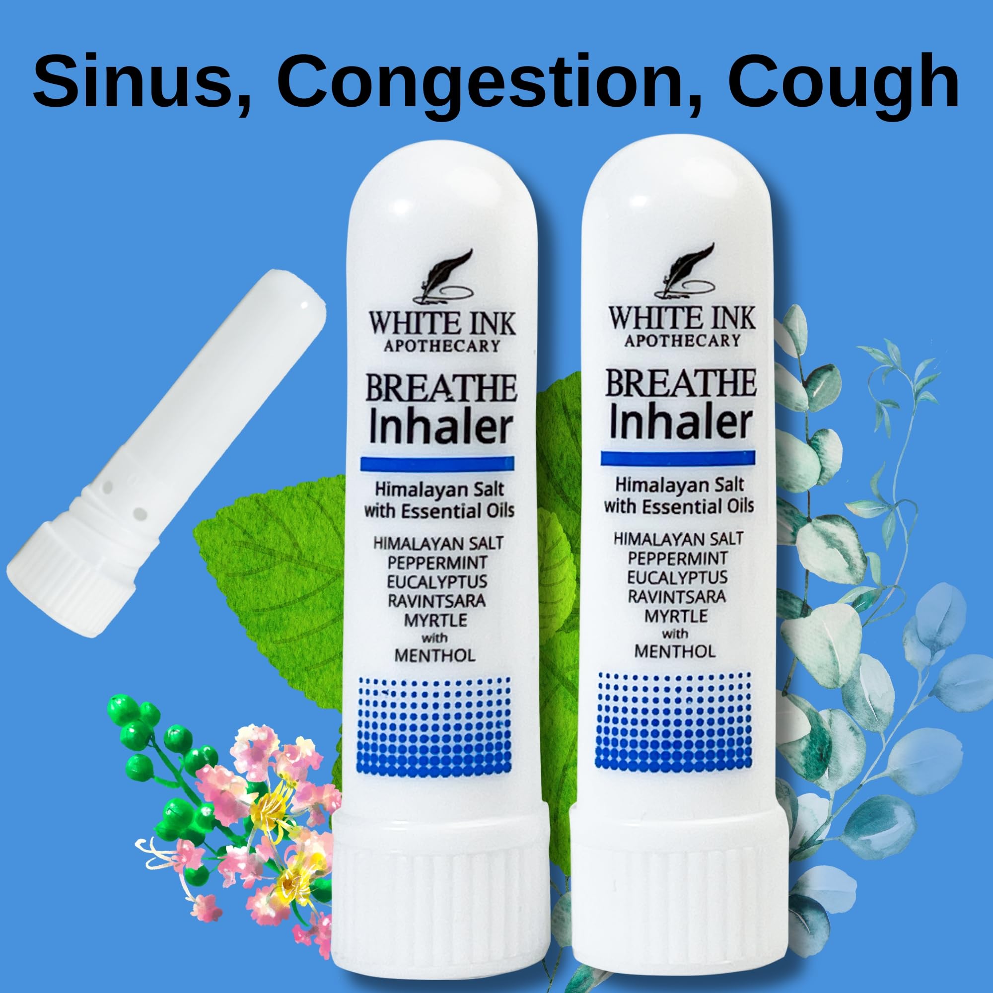 White Ink Breathe Better Pink Himalayan Sea Salt Nasal Inhaler | Congestion | Allergy | Focus | Aromatherapy Sinus | Lung (2)