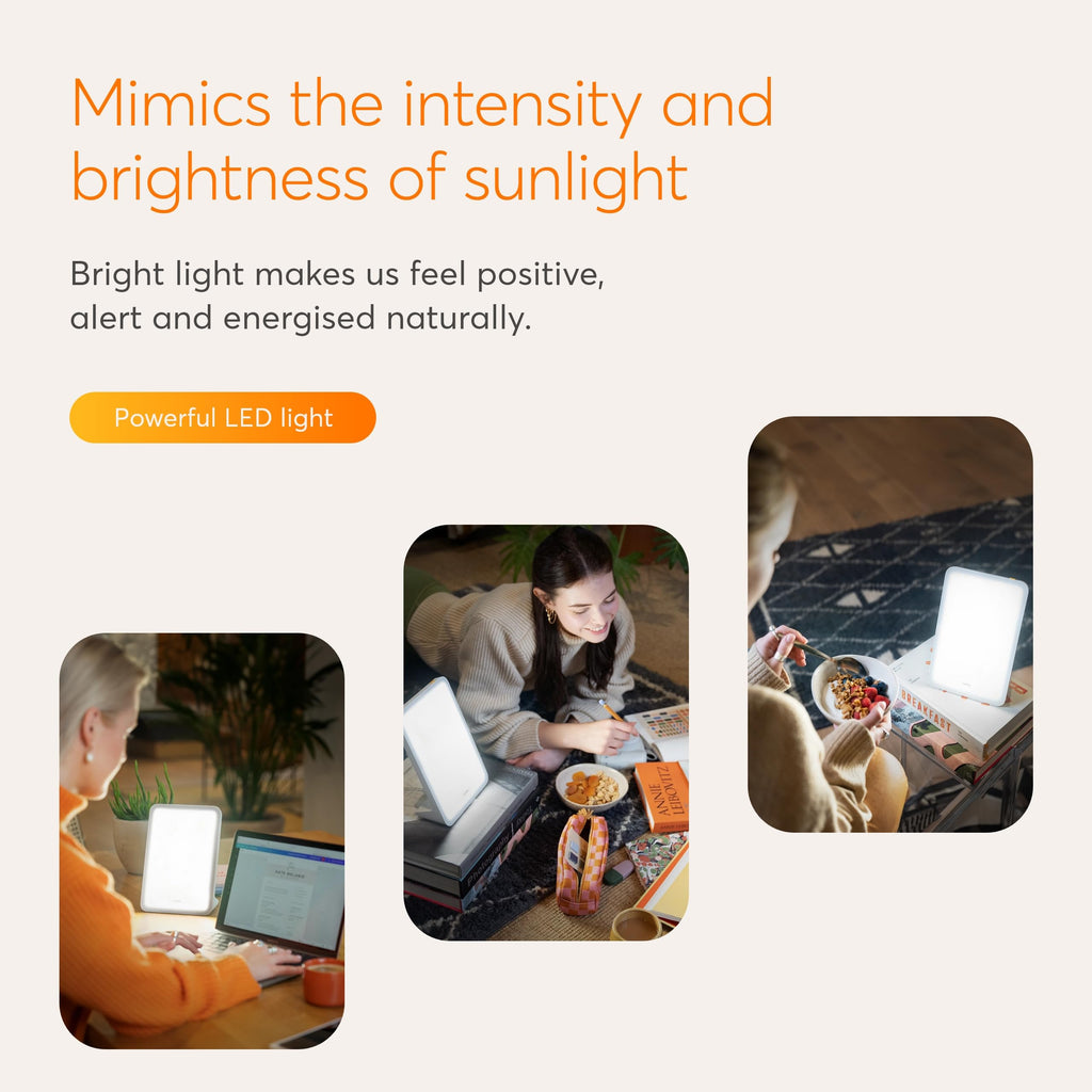 Lumie Mini Lamp - Portable Light Therapy - 10,000 Lux at 4.7 Inches - for Energy & Alertness Support - 9.5 x 6.3 Inches - Perfec