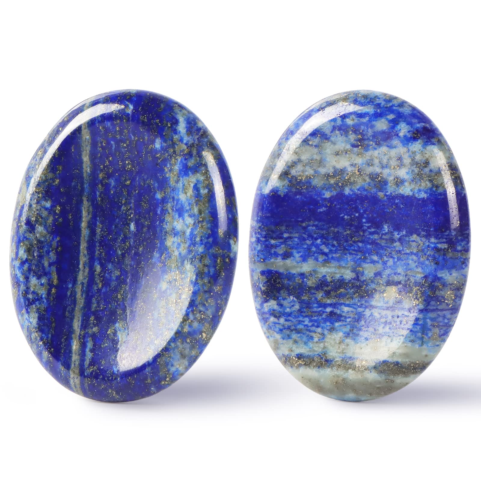 Artistone Thumb Worry Stones for Anxiety Healing Crystals Sets 2PCS Lapis Lazuli Hand Carved Gemstone Pocket Palm Stones Meditat