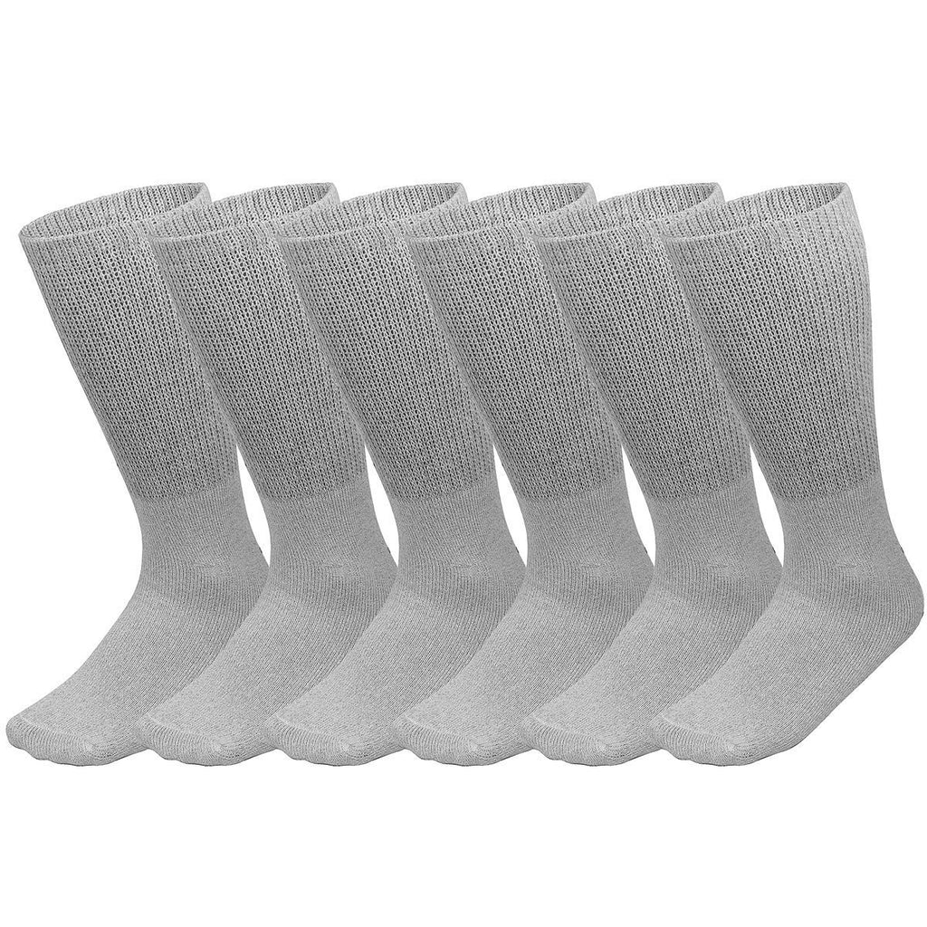 Falari Physicians Approved Diabetic Socks Crew Unisex 3, 6 or 12-Pack (10-13, 6 Pairs Grey)
