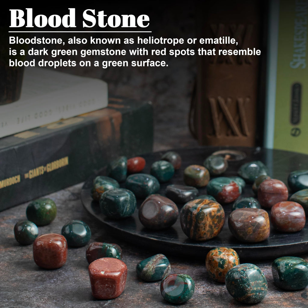 Crocon Bloodstone Tumble Stones Stones Set Pocket Crystal Healing Gemstones Tumble Collection Palm Stone Good Luck Charm Gift Cr