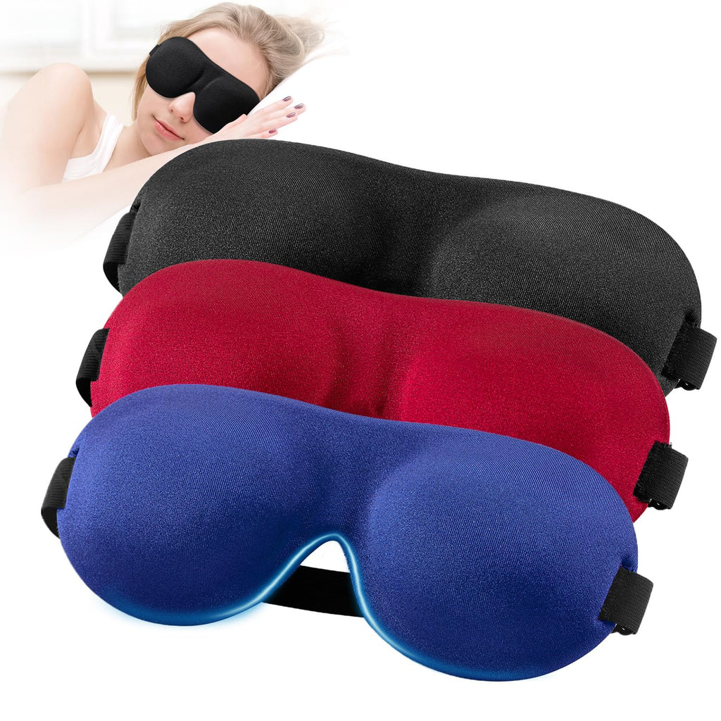 YIVIEW Sleep Mask for Side Sleeper Pack of 3, 100% Light Blocking 3D Eye Masks for Sleeping, Night Blindfold for Women Men