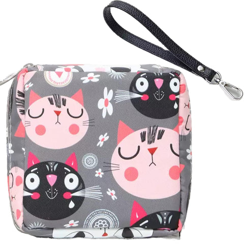 Adorable Pink Peri - Reusable Sanitary Napkin Pads Storage Bag Portable for Women Girls | Made of Nylon + Water Resistance + Reu