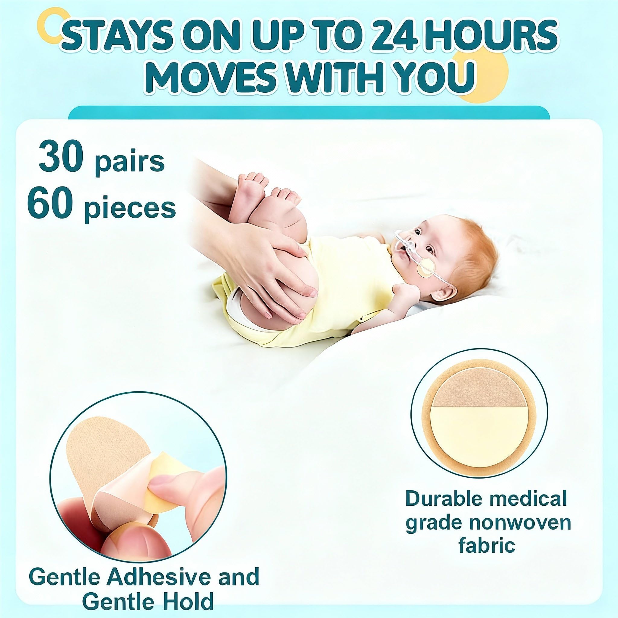 Nuanchu 30 Pair Gentle Adhesive Grip Tubing Skin Fixation Gentle Adhesive Grip Nasal Cannula System Beige Adhesives Pads for Sec