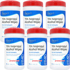 Pharma-C 70% Isopropyl Alcohol Wipes [6 pack - 40ct Canisters] - Bulk IPA First Aid Antiseptic Wound Cleaner with Moisture Lock 