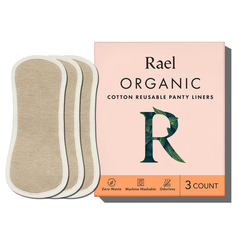 Rael Reusable Panty Liners Menstrual, Organic Cotton Cover - Postpartum Essential, Cloth Panty Liners for Women, Soft and Thin, 