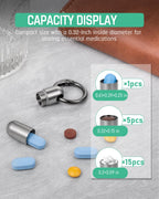 TISUR Micro Keychain Pill Holder, Titanium Pill Case Waterproof Pill Container, Portable Tiny Pill Organizer for Travel Purse Po