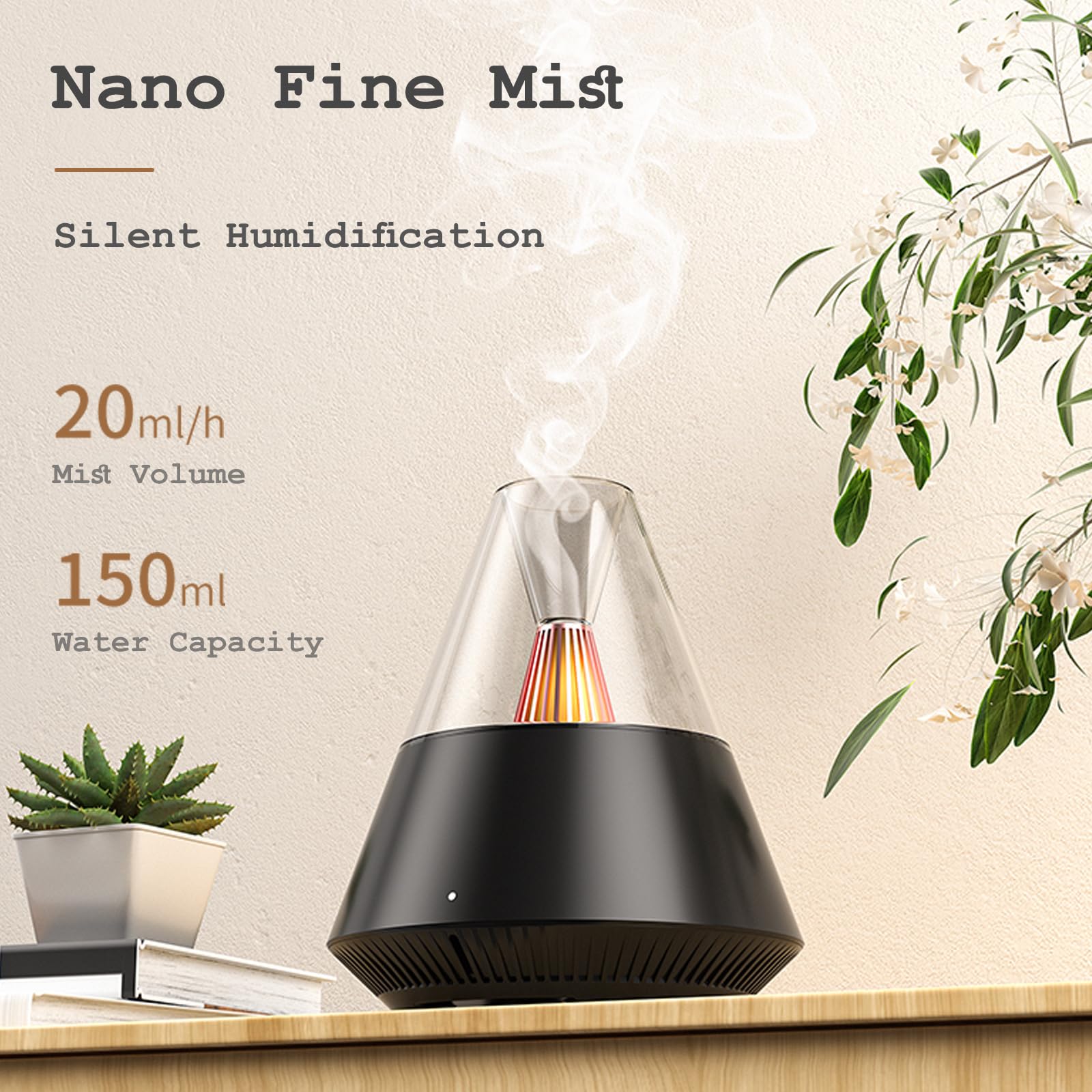 TriPro Essential Oils Aroma Diffuser,Portable Humidifier with Cool Mist and Warm Light Effect,Remote Control,150 ml Capacity,for