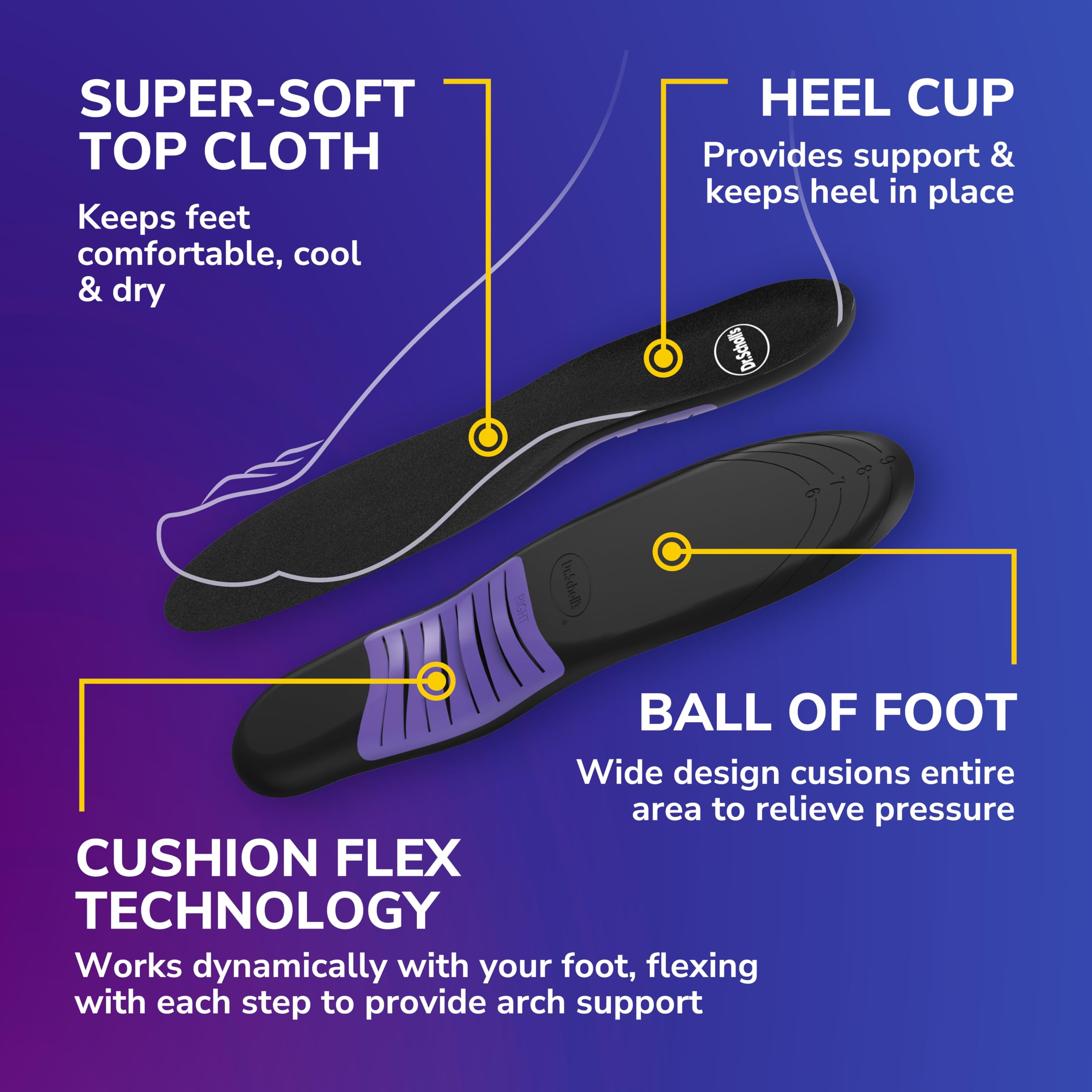 Dr. Scholls Love Your Sneakers Full Length Insoles, All-Day Comfort for Slip on & High Top Sneaker, Prevent Discomfort, Arch Su
