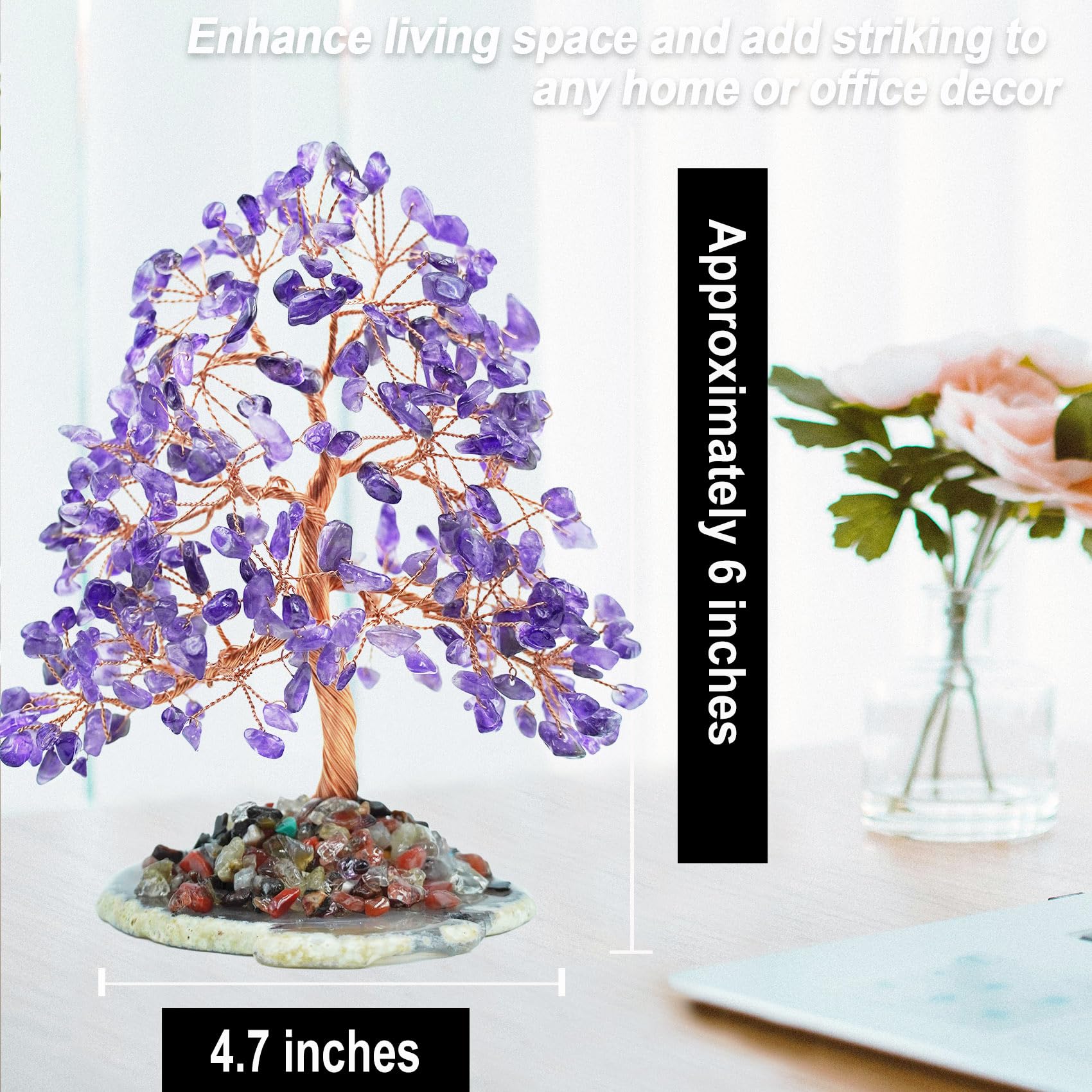Tizzomx Amethyst Crystal Healing Chakra Tree of Life, Sister Women Birthday Spiritual Gifts Positive Energy & Good Luck, Bonsai