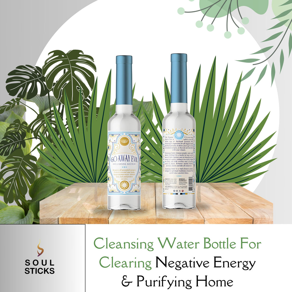 SOUL STICKS Cleansing Water 7.5 oz. Bottle for Clearing Negative Energy and Purifying Home (Go Away Evil)