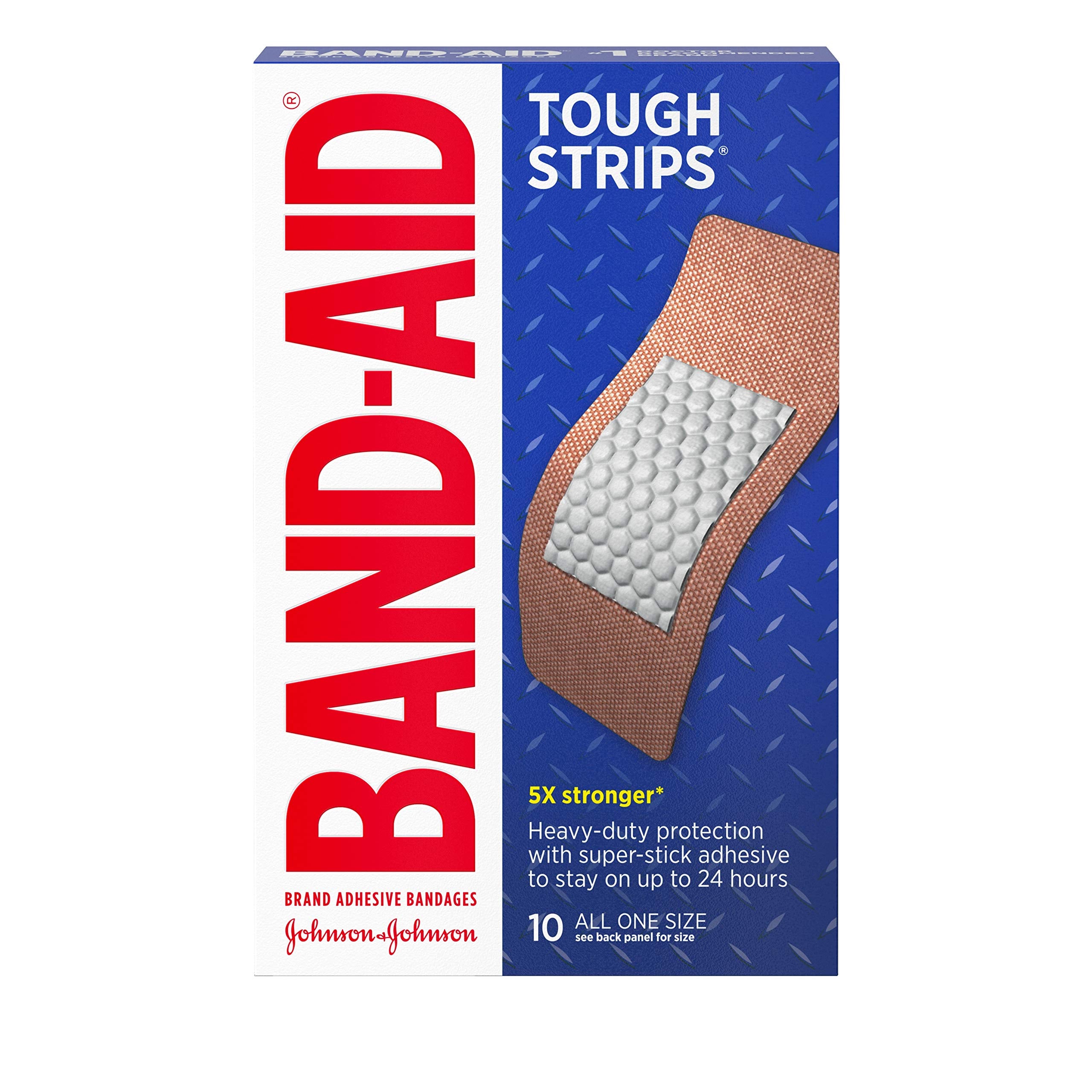Band-Aid Brand Tough Strips Adhesive Bandages for Wound Care, Durable Protection for Minor Cuts and Scrapes, Extra Large Size, 1