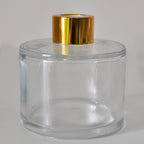 Ougual Set of 4 Cylindrical Round Glass Essential Oils Diffuser Bottles (100ML, Gold Cap)