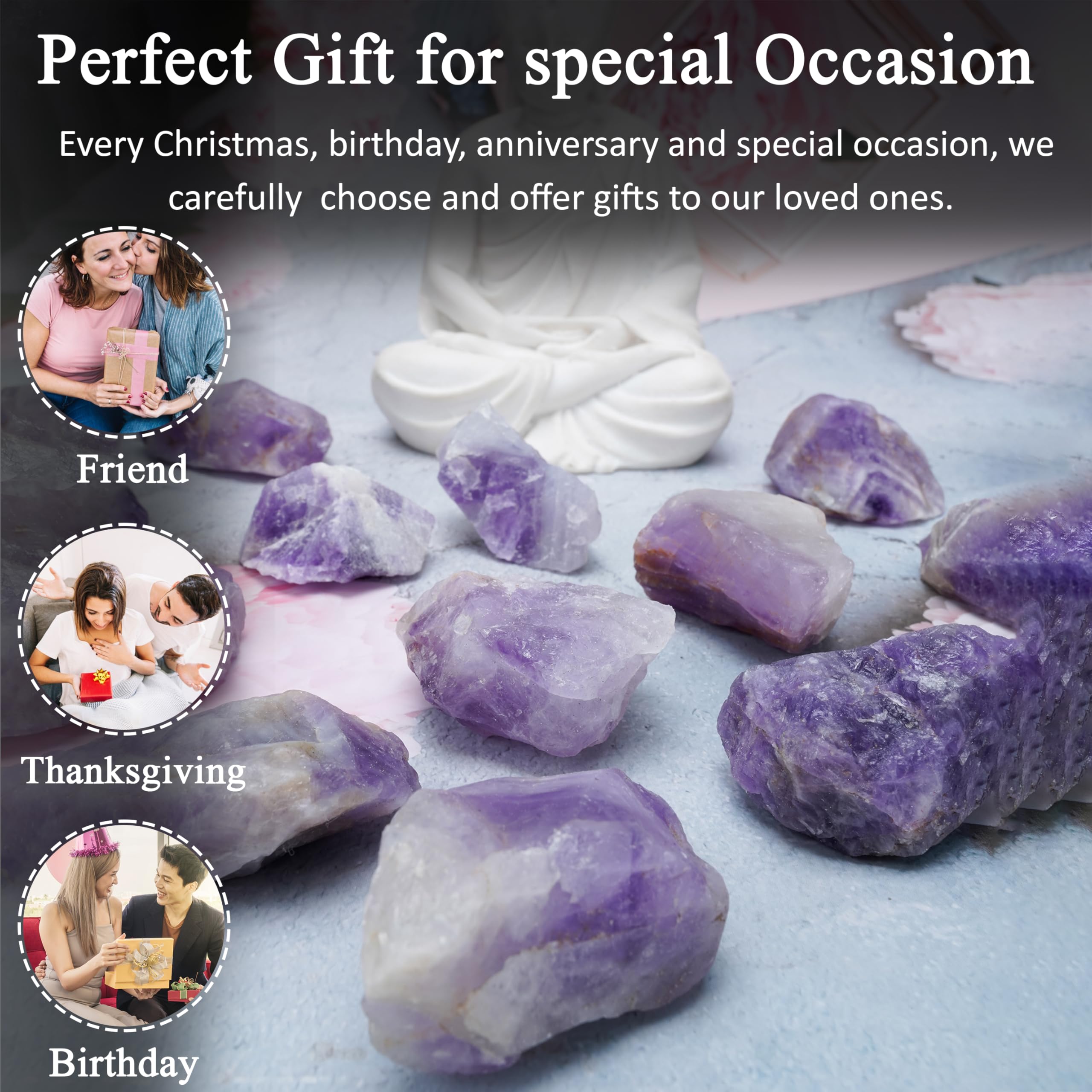 Crocon 1LB Amethyst Rough Bulk Natural Stone Raw Stone Tumbling Cabbing Polishing Mining Chakra Balancing Reiki Healing Good Luc