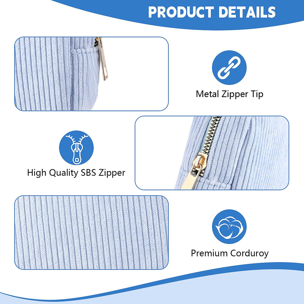 Playexen Period Bag for Teen Girls, Corduroy Sanitary Napkin Storage Bag, Menstrual Pad Pouches Tampon Holder for Purse (Blue)