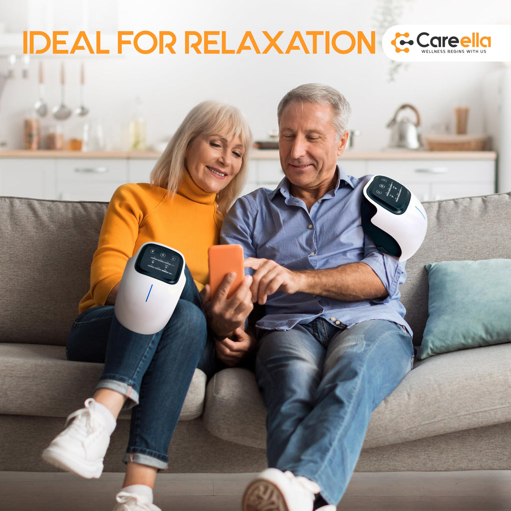 Careella Wireless Knee Massager with Heat, Comfort Vibration, Adjustable Straps, Cordless Design & Gentle Light - Heating Pad fo