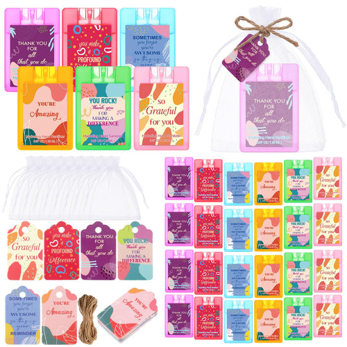 Frienda 24 Set Hand Sanitizer Spray Bulk Thank You Hand Sanitizer Travel Size with Appreciation Cards Gift Bags Pocket Spray Gif